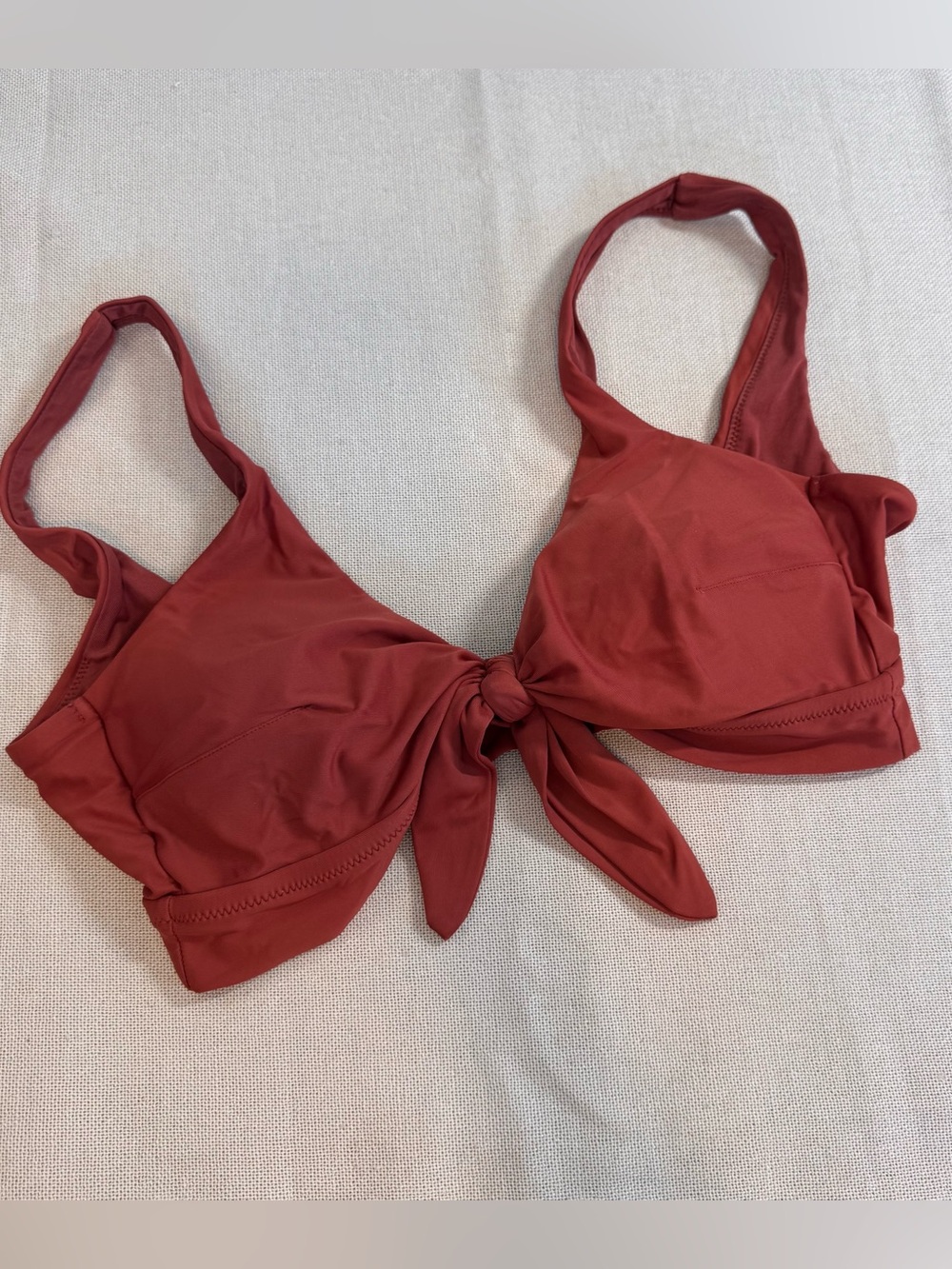 AEO Aerie Women’s Rust Orange Tie-Front Bikini Top Swim Scoop Bathing Suit